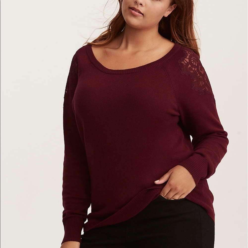 Torrid Burgundy Off-the-Shoulder Sweater
